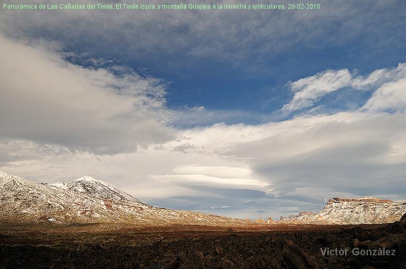 LenticularesLasCañadas20022010.jpg - Panorámica de Las Cañadas del Teide, El Teide izqda. y montaña Guajara a la derecha y lenticulares. 20-02-2010
